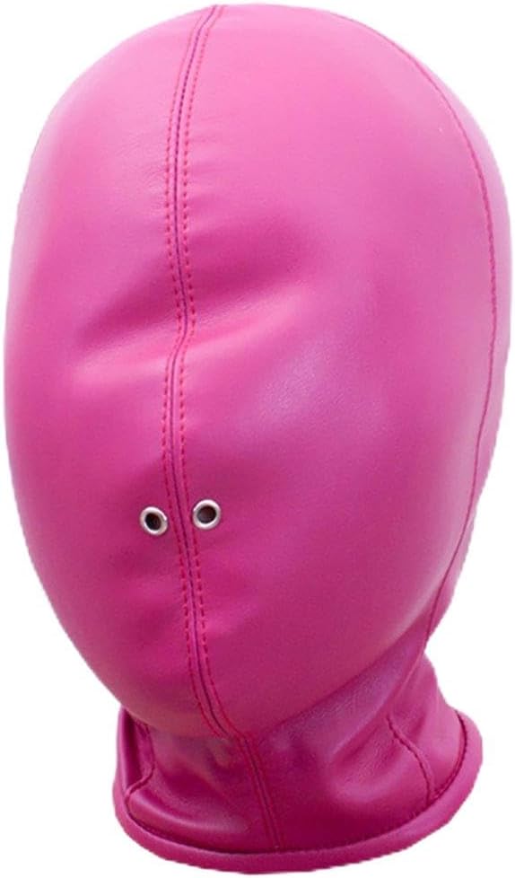 Sealed Leather Zipper Breathable Hood - Davidsource Sex Slave Pup Training Sealed Hood Restraint Blinder Bondage Helmet Sexual Game Wear for BDSM Fetish Lover 23 inches Round, Purple