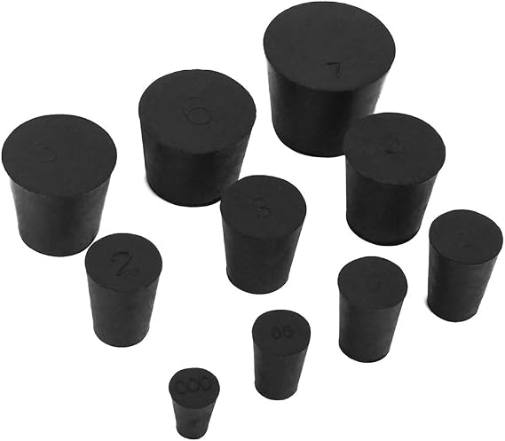 19-Pack (10 Assorted Sizes) 000# -7# Solid Rubber Stoppers