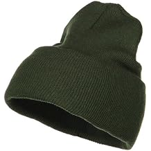 Big Size Stretch ECO Cotton Long Beanie - Olive OSFM