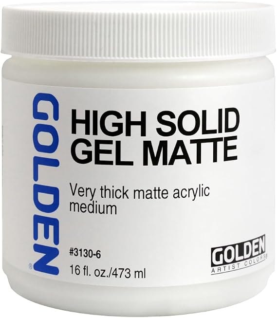GOLDEN High Solid Gel Matte, 16 fl. oz. Jar, Professional Acrylic Gel Medium, Semi-Transparent