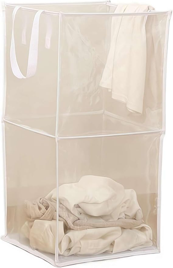 Foldable Mesh Laundry Hamper - Laundry Bags Hamper Bag with Handles,Collapsible Dirty Clothes Mesh Basket Foldable for Washing Storage, Kids Room,Dorm or Travel