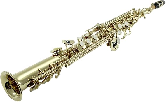 Sky B flat Gold Plated Soprano Saxophone with Lightweight Case, Gloves, Cleaning cloth and rod, and Mouthpiece, beautiful Sound