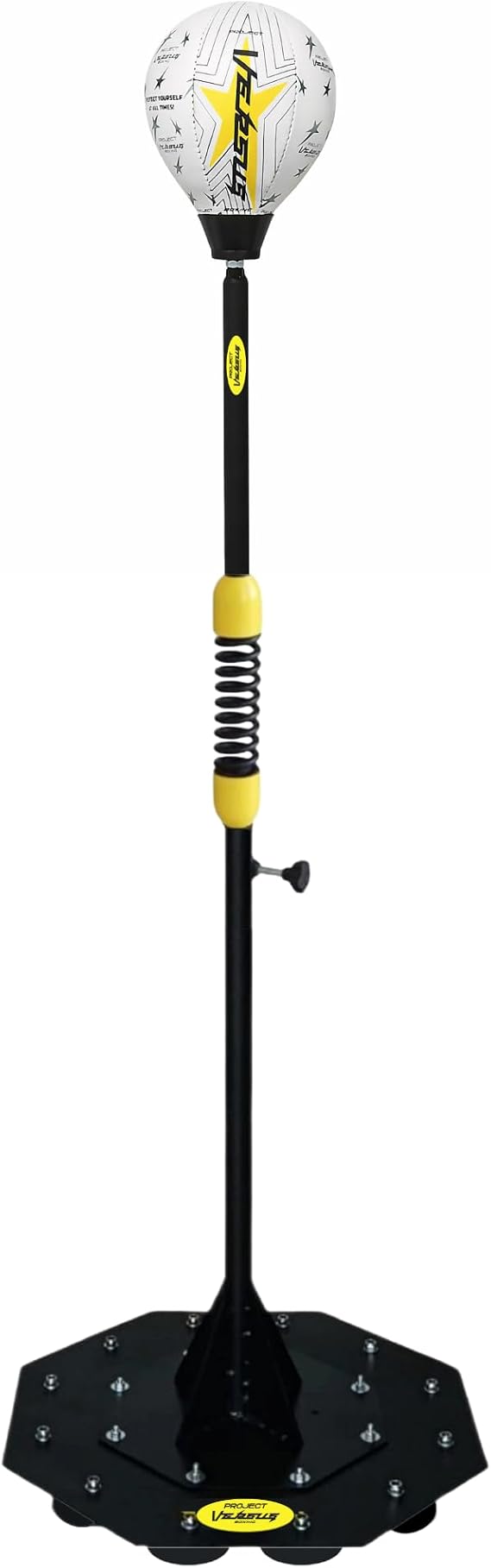 Project Versus Cobra Reflex Bag, Professional Self-Supporting Boxing Bag with Suction Cups, Speed Ball in Premium Cowhide Leather, Black/Yellow