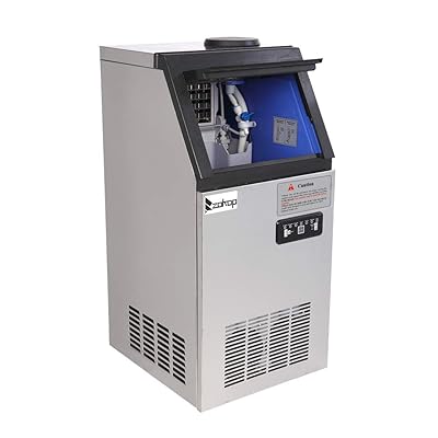 Holyfly Commercial Ice Maker Machine, 110lbs24H Automatic Electric Countertop Ice Cube Maker with Self Cleaning, Household Stainless Steel Ice Machine with 24lbs Storage for Home Kitchen Bar Office
