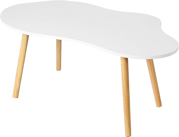 Small Coffee Table, Mid Century Modern Tea Table, Living Room Center Minimalist Display Coffee Table with Cloud Shape for Living Room Center Minimalist Display Coffe Table White