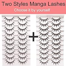 Losha Lashes Wispy Manga Lashes Natural Look 10 Pairs Anime Fake Eye Lashes Pack Soft False Eyelashes