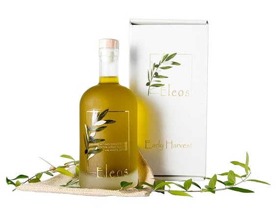 Eleos Early Harvest Extra Virgin Olive Oil, Kalamata Greece, Hand Picked, Organic Agriculture, Single Estate, Cold Pressed, 100% Koroneiki Variety