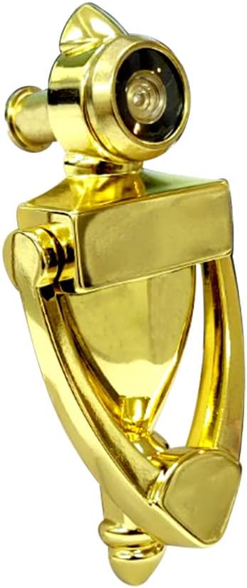 QCAA Door Knocker with 180 Degree Viewer, Die-Cast Construction 4" Height, Brass, 1 Pack