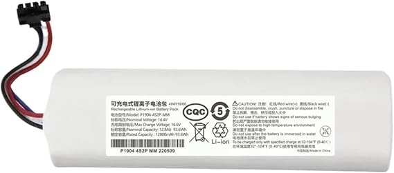 14.4V Replacement Battery P2008-4S2P-MMBK P2150-4S2P-XWDLS,Compatible For Xiaomi Mijia 1T Robotic Vacuum Cleaner,Compatible For Dreame S10 D9 F9 L10Pro L10Plus Battery Replacement Parts For Robotic Va
