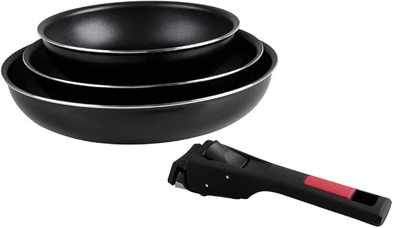 Sitram Set of 3 Pans with Removable Handle, Black