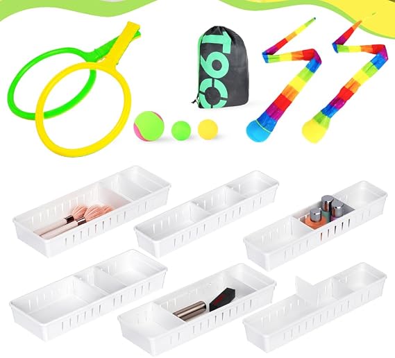 Toss and Catch Ball Set+6Pack Desk Drawer Organizer Tray