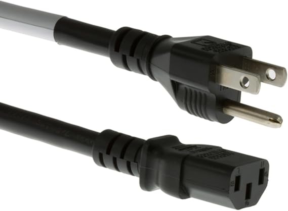 Heavy Duty AC Power Cord 20ft, 14AWG NEMA 5-15P to IEC C13 | 14 AWG, 15A/125V Power Cable with 3-Prong NEMA 5-15P Plug and IEC C13 Connector, Black