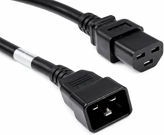 CablesAndKits Heavy Duty C20 to C21 Power Cord 6ft, 20A/250V, 12 AWG | IEC 60320 C20 Male to C21 Female Power Cable for Server, PDU, UPS and Data Center Equipment, Black