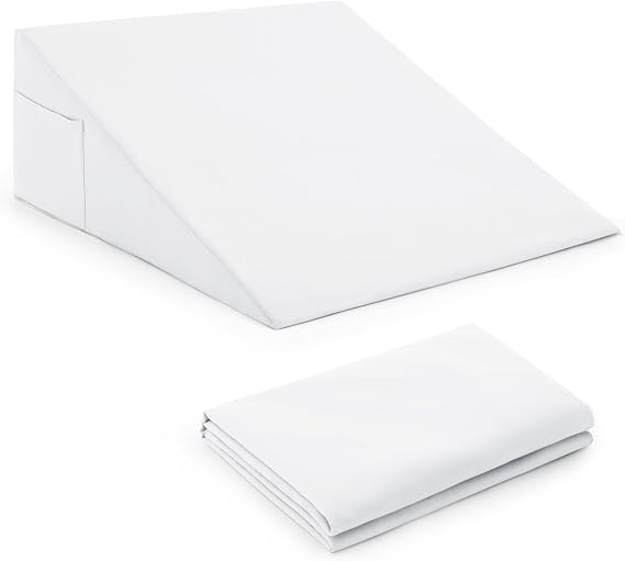 Horbaunal White Bed Wedge Pillow Cover, 24" L x 24" W x 12" H