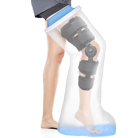 Waterproof Extra Wide Full Leg Cast Cover for Shower with Non-Slip Bottom