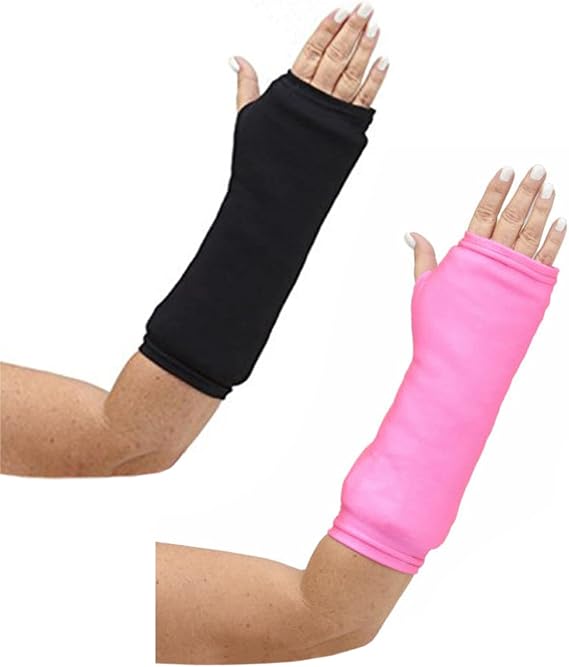 CastCoverz! Designer Arm Cast Cover Bundle - Includes 1 Black Cast Cover and 1 Neon Pink Cast Cover - Medium Short: 11" Length X 9"