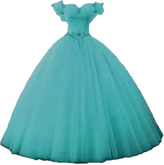 LEJY Women's Ball Gown Cinderella Off Shoulder Prom Gown Wedding Dress