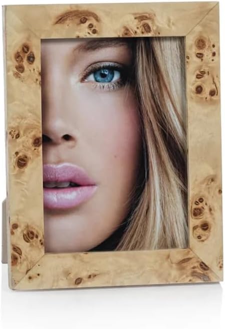 Zodax Deluxe Burl Wood Veneer Photo Frame, 5x7, Light
