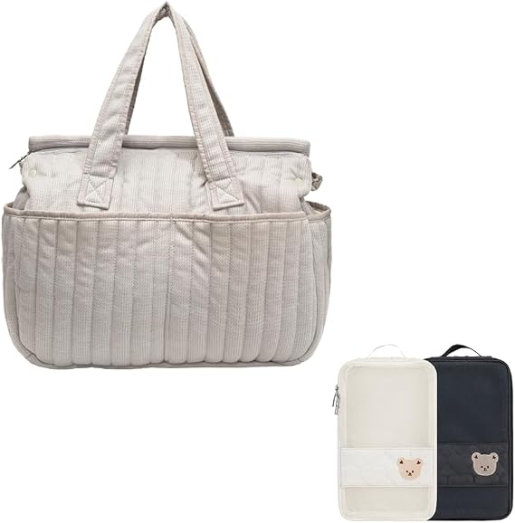 2 Pack Baby Diaper Bag Organizer Pouches &Diaper Bag Tote - Large Capcity Baby Diaper Tote Bags