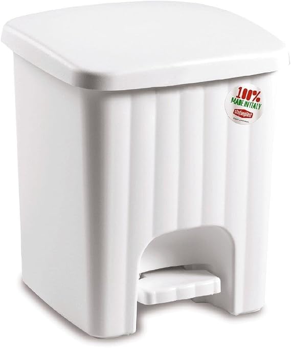 Stefanplast "Pedalina Square Dustbin, White, 4.5 Litre