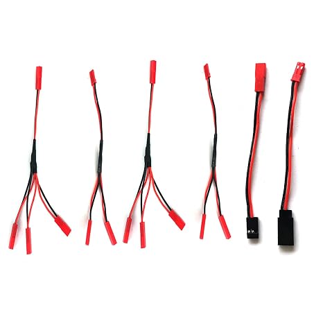 DEVMO 4PCS JST Plug Splitter,JST Male Female Y Cable,JST Y Parallel Adapter Splitter Harness Compatible with Tra-xxas T-RX-4 1/10 RC Car Crawler ESC Battery Motor Cooling Fan,15CM/5.9"