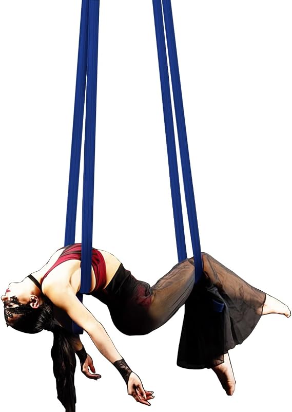 9ft 2.75m Aerial Straps Ropes Yoga Aerial Acrobatics Body Aerial Loop Trapeze Circus Apparatuses Equipment Three-Layer Straps 1 pairs