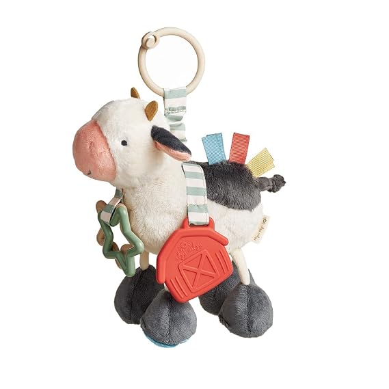 Itzy Ritzy Link & Love Car Seat & Stroller Toy for Newborns & Up (Cow)