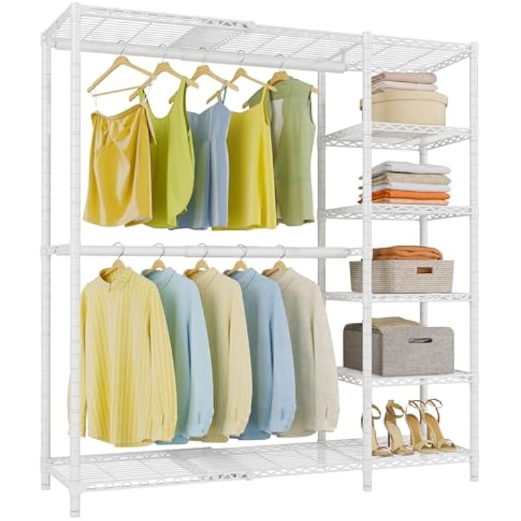 VIPEK X2 Expandable Reach-in Closet Racks Adjustable from 33 to 48 Portable Open Walk-in Closet Rack System with Flexible Shelves and Hanger Rods Clothing Rack for Hanging Clothes, White