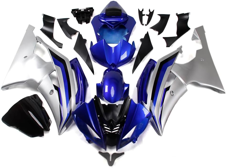 Complete Fairing Kit Fit for Yamaha YZF600 R6 2008 2009 2010 2011 2012 2013 2014 2015 2016 Fairings ABS Plastic Bodywork Injection Bodykit-Blue Silver