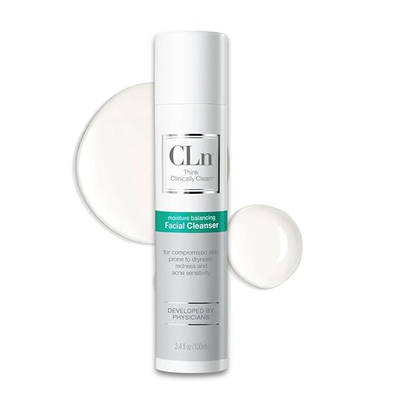 CLn Facial Cleanser - Hydrating Facial Cleanser with Glycerin, For Skin Prone to Dryness, Eczema, Redness, Irritation & Acne Sensitivity, Fragrance-Free & Paraben-Free, 3.4 fl. oz.