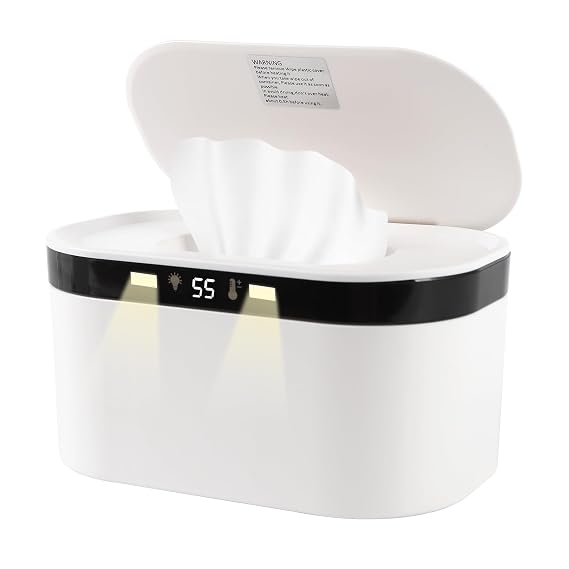 Baby Wipe Warmer, Wet Wipe Warmer 5 Modes of Temperature Heating Control Dual Heat for Baby's Comfort Large Capacity Wipes Dispenser Diaper Wipe Warmer with Night Light