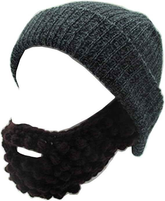 YEKEYI Unisex Wacky Beard Hat Knit Funny Beanie Halloween Cap Wind Mask