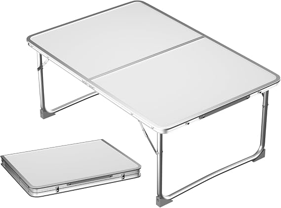 2FT Folding Camping Table with Carry Handle,60CM Lightweight Aluminum Picnic Table Portable Laptop Desk for Sofa,Bed,Office,Outdoor BBQ,Camping,Picnic & Travel