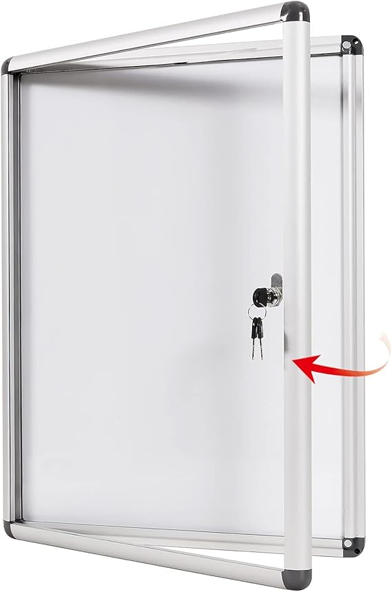 SWANCROWN 26x20 in Enclosed Bulletin Board, Lockable Magnetic Board 4xA4