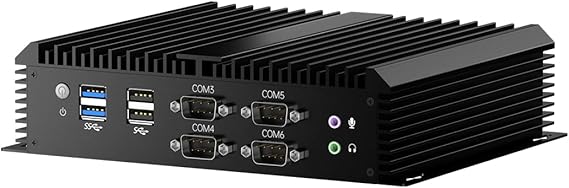 Fanless Mini PC Core i7-1165G7 / 8G RAM / 256G SSD Industrial Small PC, 2.5Gbps LANx2 / 6 x COM RS232 / Silent / 1 x HDMI, 1 x VGA, Auto Start When Powered RTC/Wake On Lan/PXE Boot, Windows 11 Pro
