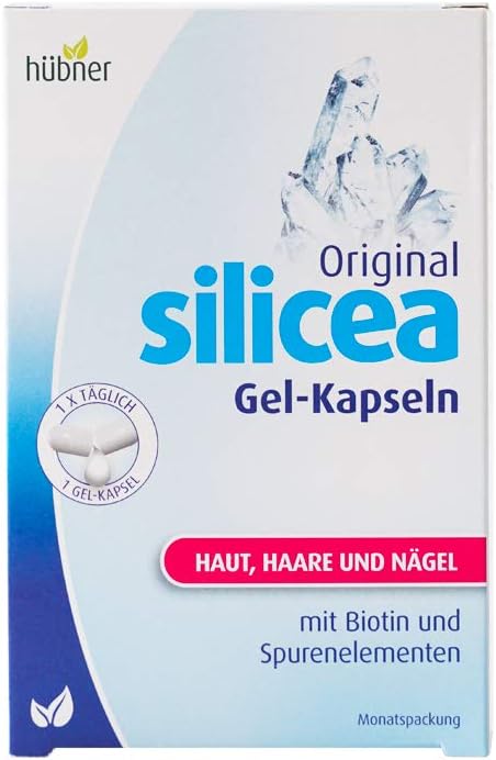Hubner Silicea Hair Skin & Nails Silica Supplement, 30 Capsules | Formulated with silicic acid, zinc, manganese, selenium and biotin. 150 g pure complex to support connective tissue daily
