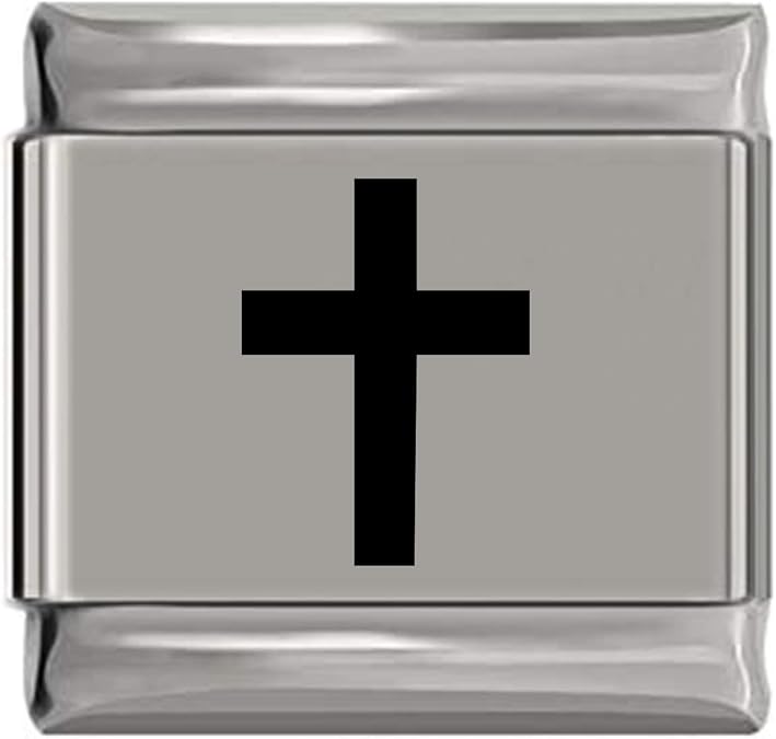 NewCharms Cross Laser Engraved Italian Charm (9mm Standard Size)