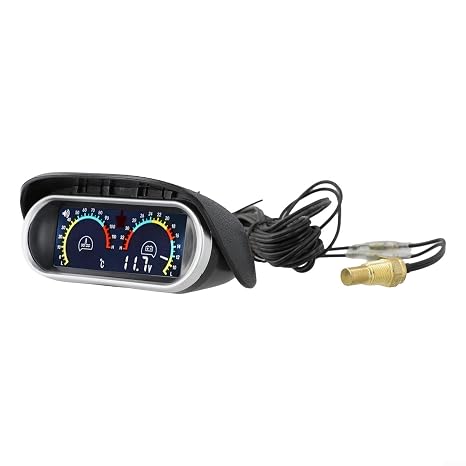 2 In 1 Digital Lcd Water Temperature Gauge And Voltmeter With M10 Sensor For Car Truck Dc 9v To 36v System Black Sunshield Display Anti Vibration Design Easy Install Kit For Engine Monitoring