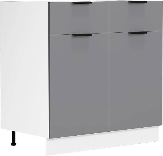 VCM Kitchen cabinet width 80 cm drawer base unit kitchen kitchen furniture Fasola White/Anthracite