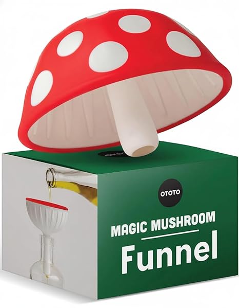 OTOTO Mushroom - Foldable Small Kitchen Funnel with Wide Mouth for Jars. Bottle Liquid Transfer - Silicone, 100% Food Safe, BPA Free, Dishwasher Safe