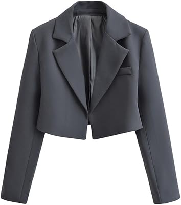 Womens Suit Short Blazer Notch Lapel Tuxedos Jacket Daily Casual
