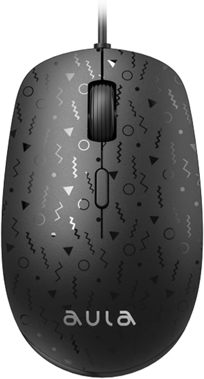 AULA AM106 1000-1600-2000 DPI USB Wired Optical Mouse, Black