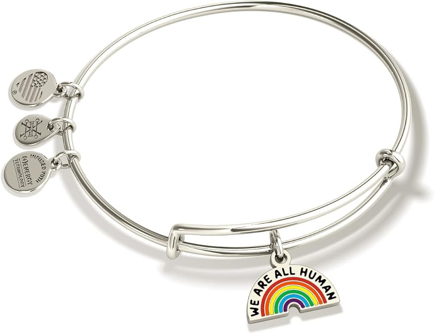 Alex and Ani We Are All Human' Rainbow Charm Bangle Bracelet