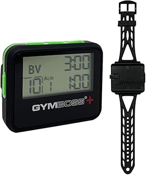 Gymboss Plus Interval Timer and Stopwatch and Gymboss Strap - Bundle Black with Green Buttons