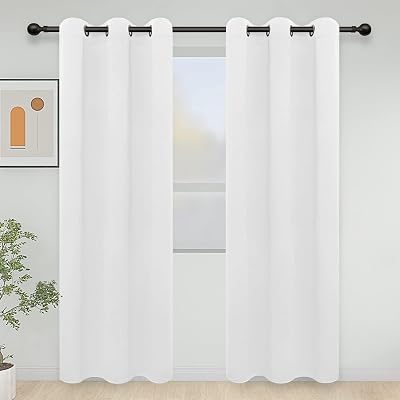 PureFit White Room Darkening Curtains for Bedroom and Living Room, Thermal Insulated Window Curtains, Light Blocking Grommet Drapes, GRS Certified Recycled Curtain, 42 x 84 Inch, Set of 2 Panels