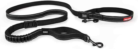 EzyDog Road Running Hands Free Dog Leash, Zero Shock Bungee - Black