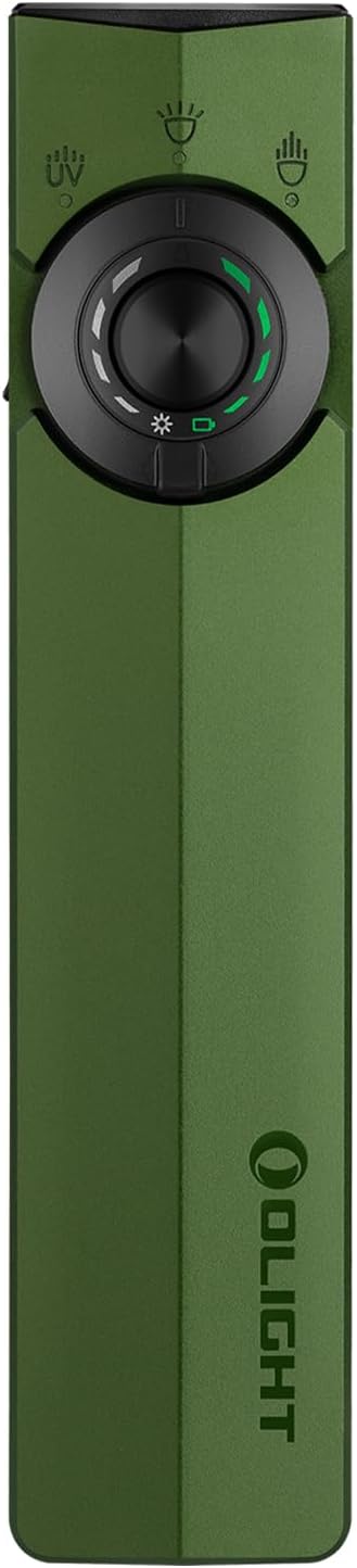 OLIGHT ArkPro EDC Flat Flashlight Rechargeable, Pocket Light, OD Green CW | Green Beam, White LED, UV Flashlight, 1500 Lumens Flash Light, USB-C Magnetic, Camping Lights, Emergency Work Outdoor Home