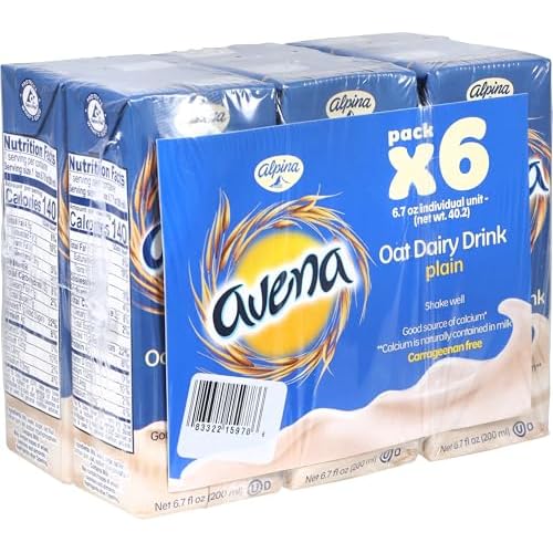 Avena Alpina Plain Oat Dairy Drink, 6.7 Ounce Pack of 6