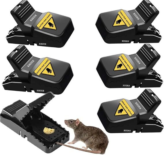 Reusable Plastic Mouse & Rat Snap Traps, Pack of 6, Instant Kill Mouse Traps for Indoors & Outdoors, Heavy Duty Snap Traps for Mice & Rats, Large Rat Trap for Home, Garden & Garage Use
