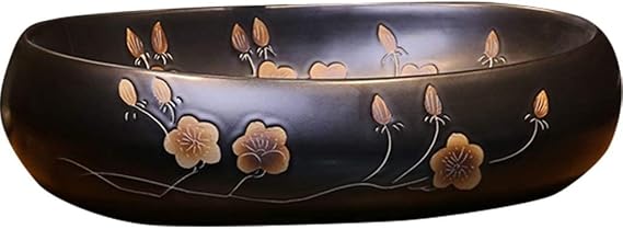 Bathroom Bar Vanity Vessel Sinks Above Counter Vanity Bathroom Above Counter Basin for Industrial Artists Chinese Vintage Ceramic Washbasin Antique Plum(Set B), 60*40*15cm, XRKJBZ32024320